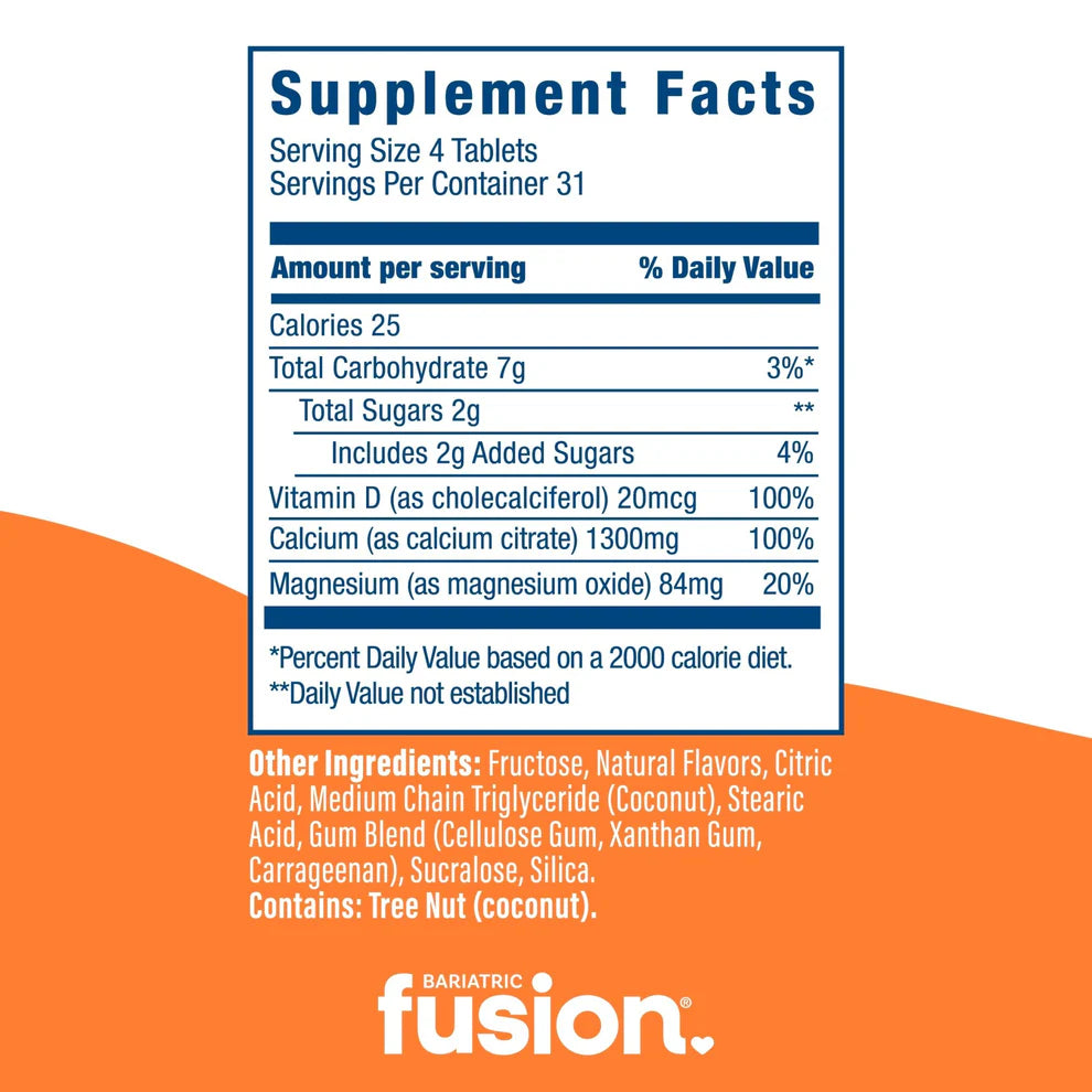 Bariatric Fusion Orange Citrus Chewable Calcium Citrate